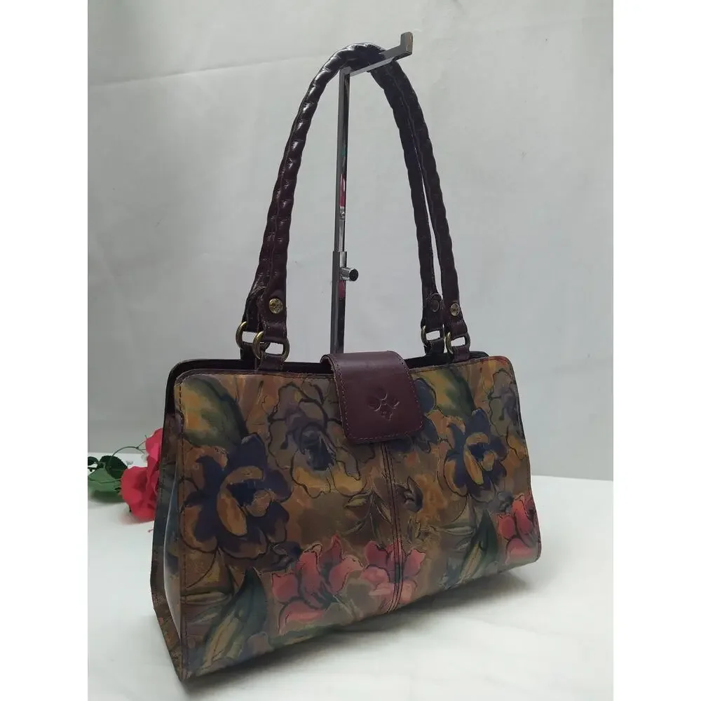 Patricia Nash Multicolor Leather Double Handles Satchel Shoulder Bag